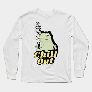 Frog Smoking Chill Out Retro Long Sleeve T-Shirt